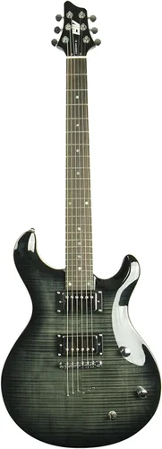 Vista 2 de IYV Guitarra Eléctrica de Cuerpo Sólido de 6 Cuerdas IP-350 TBK PRS, Negro Translúcido