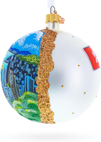 Vista 3 de Victoria Peak, Hong Kong - Adorno navideño de bola de cristal de 4 pulgadas