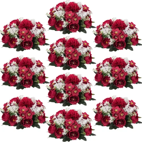 Vista 15 de Bolas de Flores Inweder para Centros de Mesa: 10 Piezas de Flores Blancas para Centros de Mesa Arreglos Florales Centro de Mesa para Boda, Fiesta