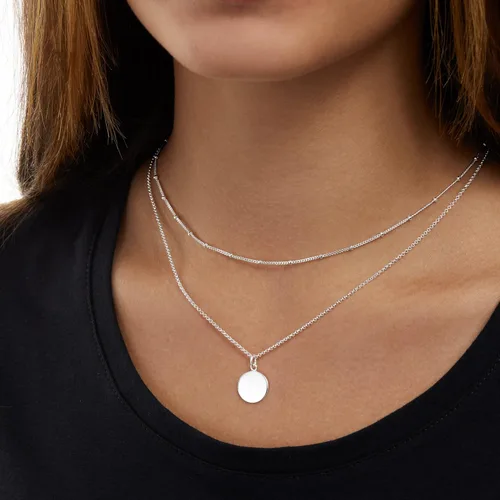 Vista 2 de Tienda Essentials Polished Disc and Beaded Chain 2 Row Layer Necklace