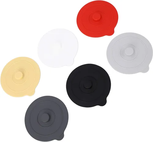 Vista 8 de Silicone Lids, Silicone Cup Covers Round Universal Cup Cover 6Pcs Silicone Cup Lid Wine Glass Covers 9.5cm Red Yellow Black White Dark Grey Light