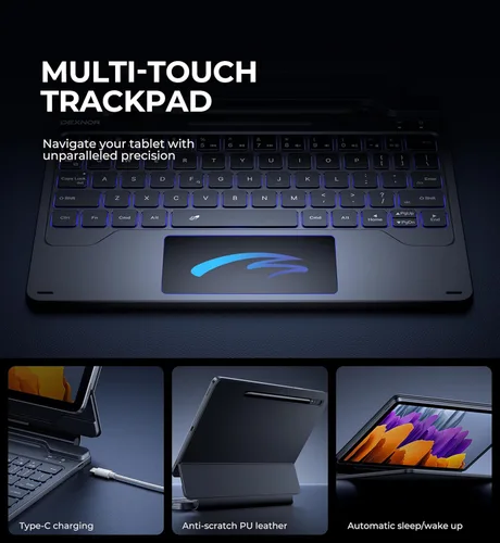 Vista 5 de Dexnor Para Samsung Galaxy Tab S8/S7 Funda Con Teclado Soporte Magnético Flotante Cantilever Con Trackpad Multi-Touch S Pen Holder Funda De Teclado