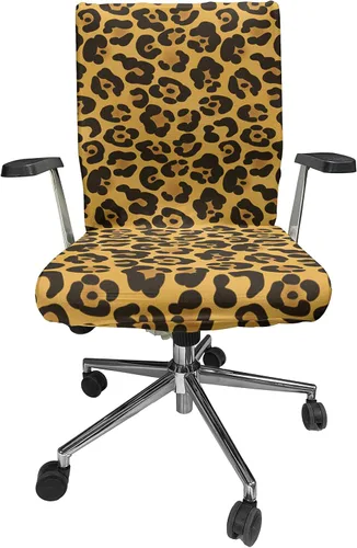 Vista 58 de Ambesonne Funda para silla de oficina Eiffel, patrón de lunares con torre Eiffel incompleta y corazones románticos, funda elástica decorativa