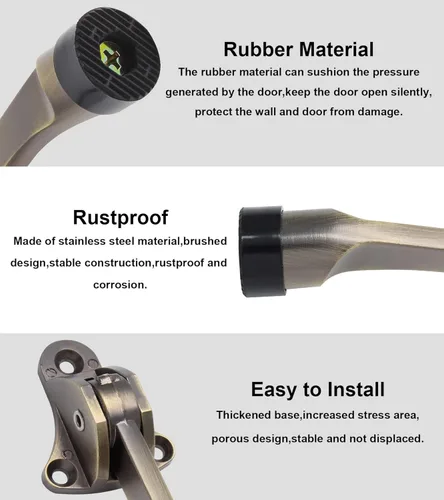 Vista 3 de 2 topes de puerta de 4 pulgadas, tope de puerta resistente con punta de goma antideslizante para suelos alfombrados de madera, hormigón, baldosas