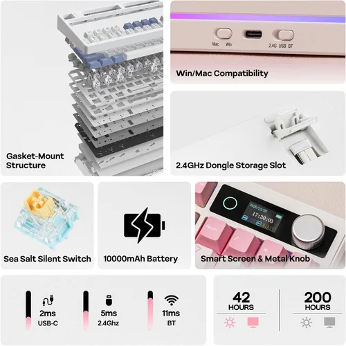 Vista 2 de EPOMAKER TH99 PRO Teclado mecánico 96% con pantalla y perilla, 10000mAh, 2.4 GHz/BT, intercambio en caliente, controlador personalizado