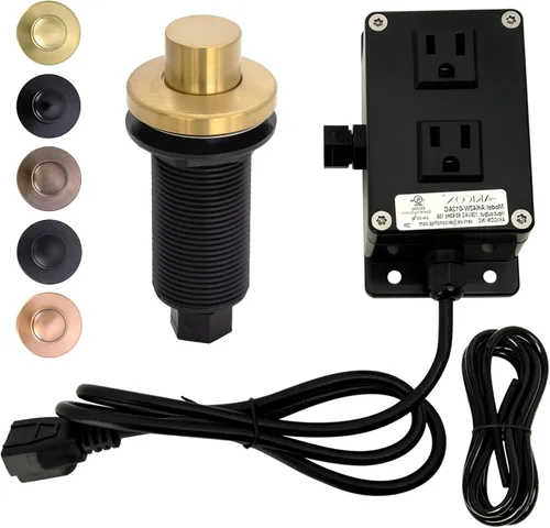 Vista 7 de Akicon Kit de interruptor de aire de eliminación de basura de cobre, botón de encendido/apagado de eliminación de desechos superior de fregadero