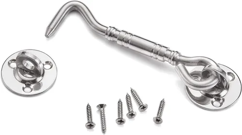 Vista 5 de INIRET Paquete de 2 cierres para puerta de granero de 4 pulgadas, níquel cepillado resistente, acero inoxidable grueso, sólido, para puerta