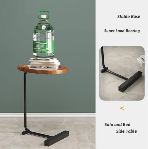 Vista 4 de Mesa auxiliar en forma de C, mesa auxiliar pequeña en C para sofá y mesita de noche, mesas auxiliares de sofá que se deslizan debajo, mesa auxiliar