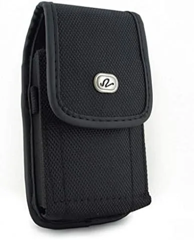 Funda de lona resistente vertical negra con clip de cinturón para Samsung Galaxy J7, Note 3 4 5, Edge, S6 Edge+, S7 Edge