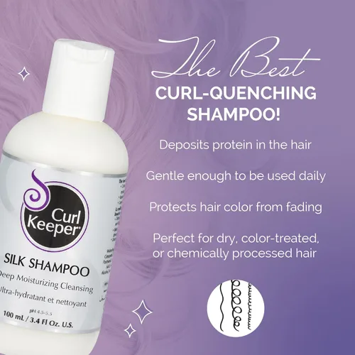 Vista 2 de Curl Keeper Champú de seda para cabello rizado, 3.8 onzas líquidas, champú diario hidratante y limpiador profundo con aminoácidos de seda para todo