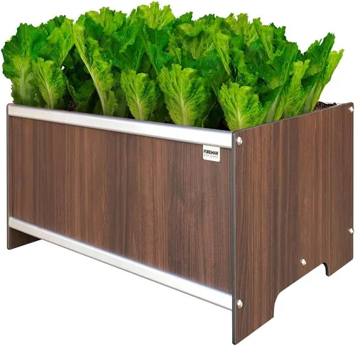 Vista 18 de Foreman Cama de jardín elevada (36 x 12 x 14 pulgadas) resistente a la intemperie, maceta para exteriores con drenaje para camas de verduras