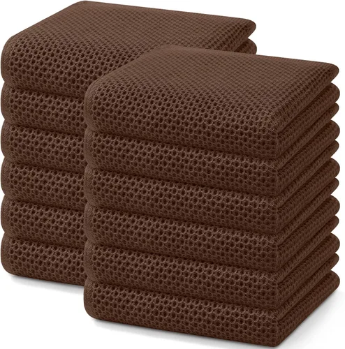 Vista 417 de Homaxy Paños de cocina de 100% algodón con tejido de gofre, ultra suaves, absorbentes, de secado rápido, 12 x 12 pulgadas, paquete de 6, amarillo