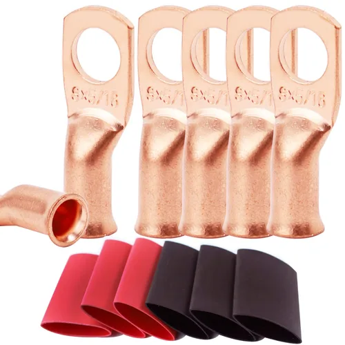 Vista 26 de TKDMR - Kit de 264 piezas de extremos de cable de batería, 132 piezas de terminales de anillo de lengüetas de cable de cobre resistentes AWG 8 6 4 2