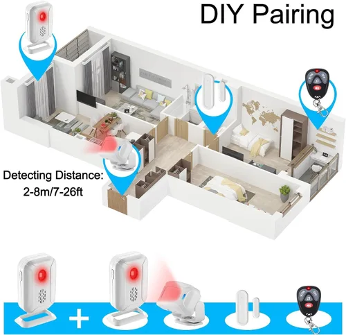 Vista 6 de GREENCYCLE Timbre con sensor de puerta, alarma con detector de movimiento, timbres de puerta comerciales para entrada de negocios, alerta