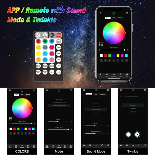 Vista 4 de CHINLY Starlight - Kit de luces de fibra óptica, 550 unidades, 13.1 pies, 0.02 pulgadas, 16 W, modo de música, Bluetooth, control remoto, control