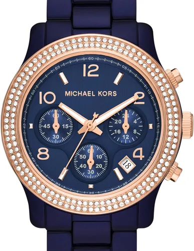 Vista 4 de Michael Kors Runway - Reloj de acero inoxidable para mujer, con banda de acero, cerámica o silicona