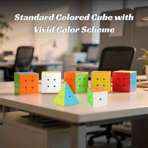 Vista 8 de Cubo de velocidad de 3 x 3 sin calcomanías con soporte y tutorial: teaser cerebral para resolver problemas, juguete de rompecabezas sensorial