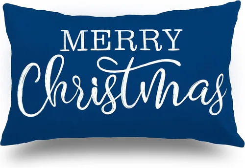 Vista 9 de Funda de almohada lumbar de Navidad negra de 12 x 20 pulgadas para decoraciones de Navidad, fundas de almohada de Feliz Navidad, fundas de cojín