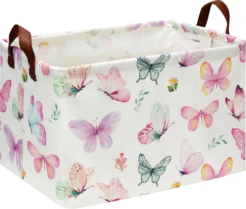 Vista 22 de Cesta de almacenamiento rectangular con asas, papelera plegable para juguetes para niños, caja de libros, cesta de regalo (murciélago)