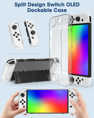 Vista 3 de Funda de transporte para Nintendo Switch OLED modelo, funda de viaje impermeable con funda protectora acoplable, soporte de soporte, protector