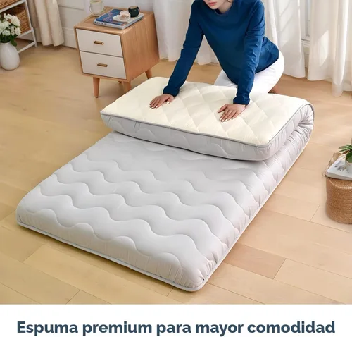 Vista 5 de Colchón japonés para piso, 100% espuma cómoda de alta densidad, colchón plegable engrosado de 3.5 pulgadas, tapete tatami para dormir, ideal