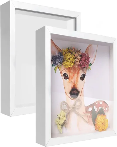 Vista 28 de Marco expositor 4x6 tipo shadow box, de madera con plexiglás, caja expositora para objetos de interés, medallas, manualidades, entradas y fotos