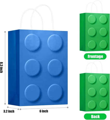 Vista 2 de YOTNUS Bloque de construcción, bolsas de regalo para fiestas, pequeñas bolsas de regalo con asas, para bloques de construcción, suministros