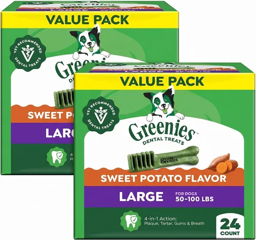Vista 20 de Greenies Golosinas dentales naturales grandes para perros, sabor a arándano