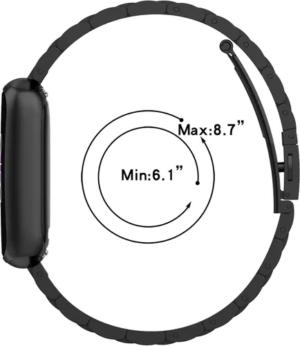 Vista 3 de FitTurn Correas compatibles con Fitbit Luxe Metal acero inoxidable correa de reloj de repuesto clásica duradera de enlace sólido accesorio hebilla