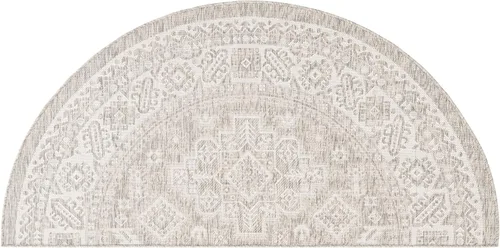 Vista 120 de Unique Loom Outdoor Aztec Collection Alfombra de área - Chalca (10 pies, redonda, azul/marfil)