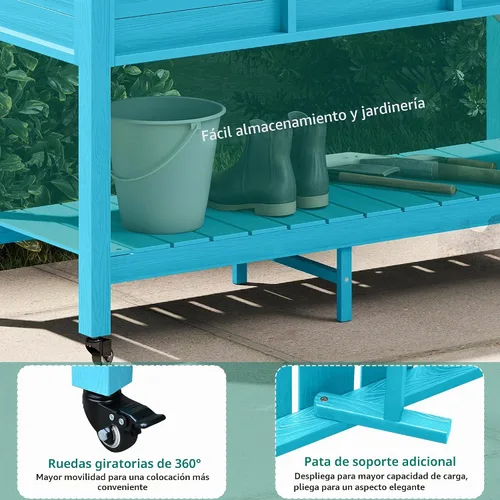 Vista 5 de YITAHOME Cama de jardín elevada de polietileno de alta densidad, 47 x 18 x 31 pulgadas, maceta elevada de madera de polietileno resistente a