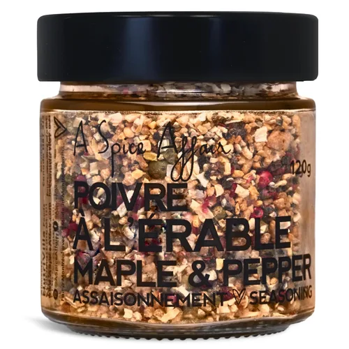 A Spice Affair 's Condimento de arce y pimienta | Mezcla dulce, picante y aromática de arce y pimienta | Totalmente natural, sin OMG, sin relleno