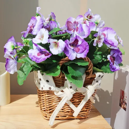 Vista 5 de 6 arbustos artificiales resistentes a los rayos UV, resistentes a los rayos UV, no se decoloran, flores de plástico sintético, plantas falsas