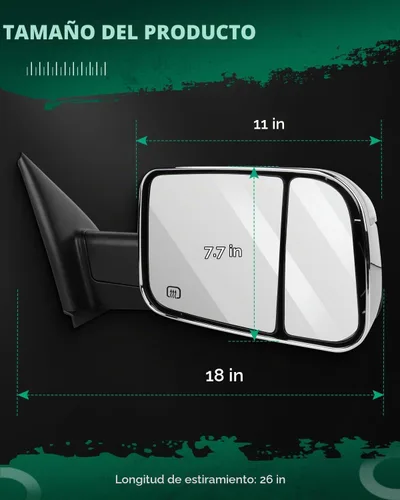 Vista 3 de SCITOO Espejos de remolque compatibles con Dodge 2009-2017 para Ram 1500 2010-2017 para Ram 2500 3500 con luz de charco de señal de giro calentada