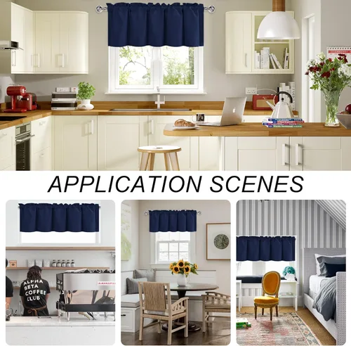 Vista 53 de DWCN Cenefa de cocina para ventanas, cortina de baño/sótano para tratamiento de ventanas, cortinas cortas de 18 pulgadas, 1 panel, 52 x 18 pulgadas
