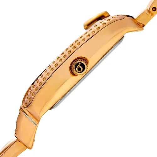 Vista 3 de Burgi BUR171 - Reloj rectangular de lujo para mujer, esfera de nácar con 3 marcadores de hora de diamante en pulsera de eslabones de acero inoxidable