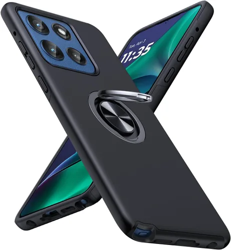 Vista 43 de JAME Funda para Moto G Stylus 2025, doble capa de protección de grado militar a prueba de golpes con soporte de anillo portátil atril, funda