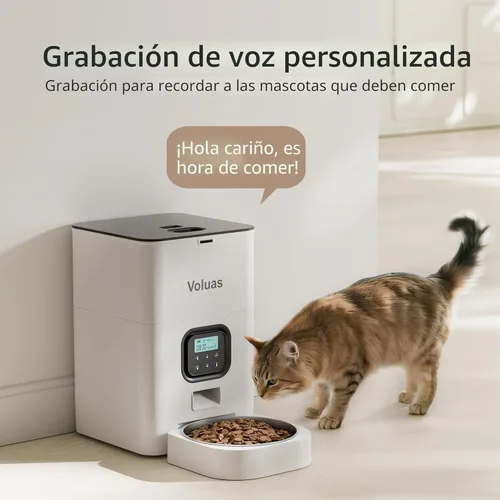 Vista 4 de VOLUAS Comederos automáticos para gatos, comedero cronometrado para mascotas para gatos y perros con dispensador de alimentos secos, bolsa