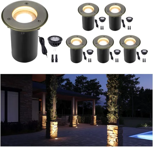Vista 21 de Gardenreet Lámpara de pozo de latón - Iluminación LED de 12V Ip65 para paisajes al aire libre, lámpara de repuesto impermeable de bajo voltaje