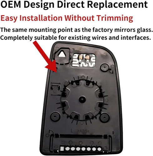 Vista 3 de Espejo lateral del conductor de repuesto para Mercedes Benz Sprinter 2012-2016, Volkswagen VW Crafter 2012-2016 – Espejo lateral izquierdo, espejo
