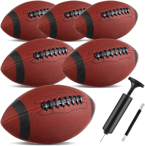 Jerify Balones de fútbol de cuero compuesto, tamaño oficial, pelota inflable a granel con bomba para interiores y exteriores, regulación de escuela