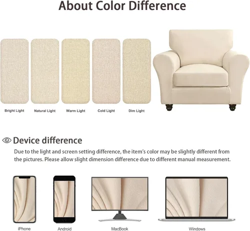 Vista 5 de SearchI Funda elástica para sofá, funda para sillón de 2 piezas con funda de cojín separada para silla, protector de muebles lavable para sala