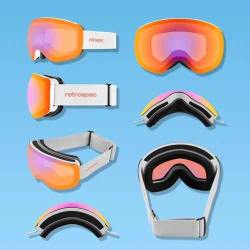 Vista 3 de Retrospec Traverse Plus Ski & Snowboard Snow Goggles and Interchangeble Lenses for Men and Women, Anti-Fog and OTG Design