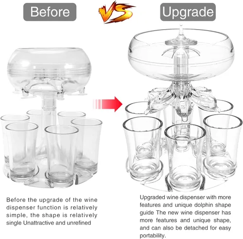 Vista 2 de LOCYOP - Dispensador de 6 vasos de chupito y soporte para llenado de líquidos, dispensador múltiple de 6 chupitos, dispensador de chupitos de barra