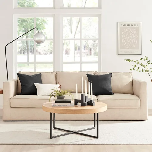 Vista 6 de Danya B. Juego de candelabros cónicos apilables de metal negro contemporáneo de 2 piezas