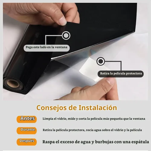Vista 7 de Película opaca de privacidad para ventana, bloqueo solar, protección UV, adherencia estática, oscurecimiento de la habitación, control de calor, sin