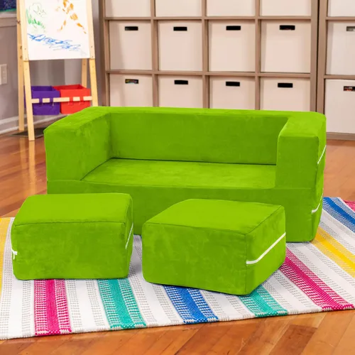 Vista 50 de Jaxx Zipline - Sofá biplaza modular para niños, otomana y tumbona plegable, color carbón
