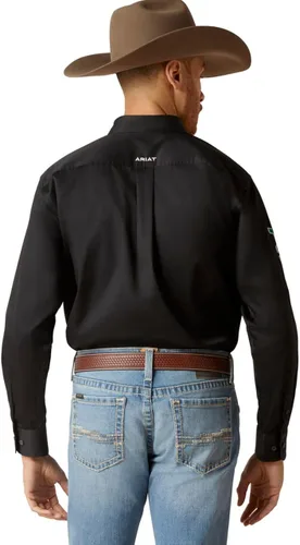 Vista 2 de ARIAT Mens Mexico Team Logo Twill Classic Fit Shirt Casual Casual - Black