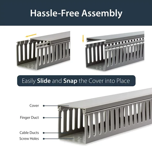 Vista 4 de StarTech.com Ducto abierto para conductos eléctricos, con tapa. Gris