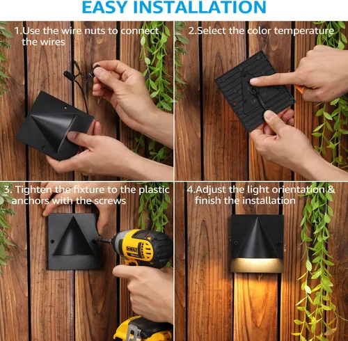 Vista 8 de LEONLITE 3CCT - Luz LED de bajo voltaje para terraza, 12-24V AC/DC, luz de valla de barandilla de paisaje, IP65 impermeable, certificación ETL, IP65